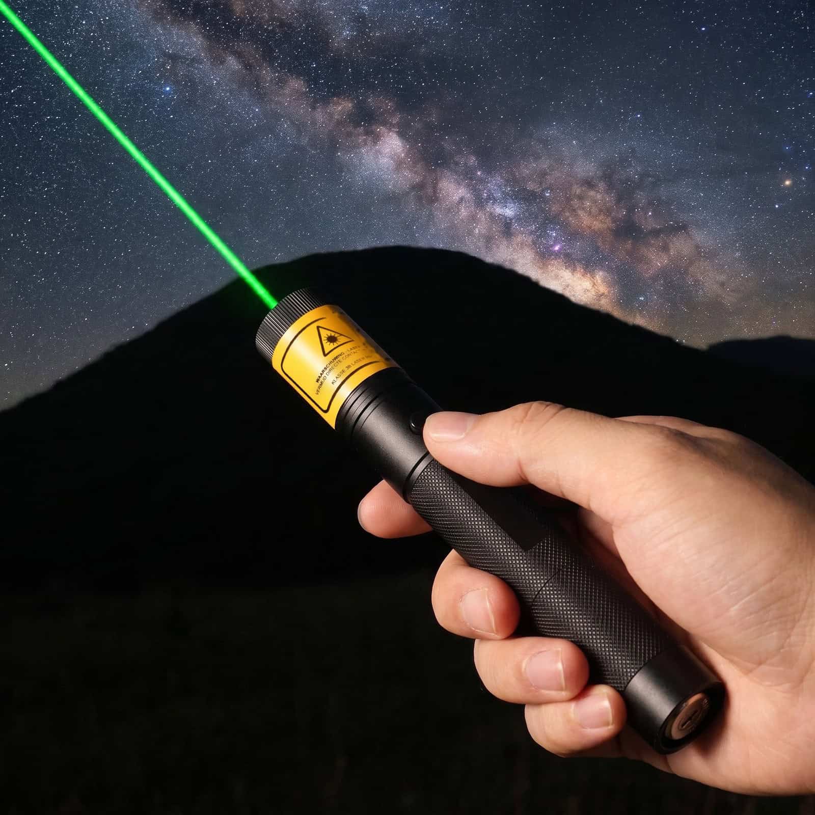 Pointing at stars with the 200 mW green laser pointer