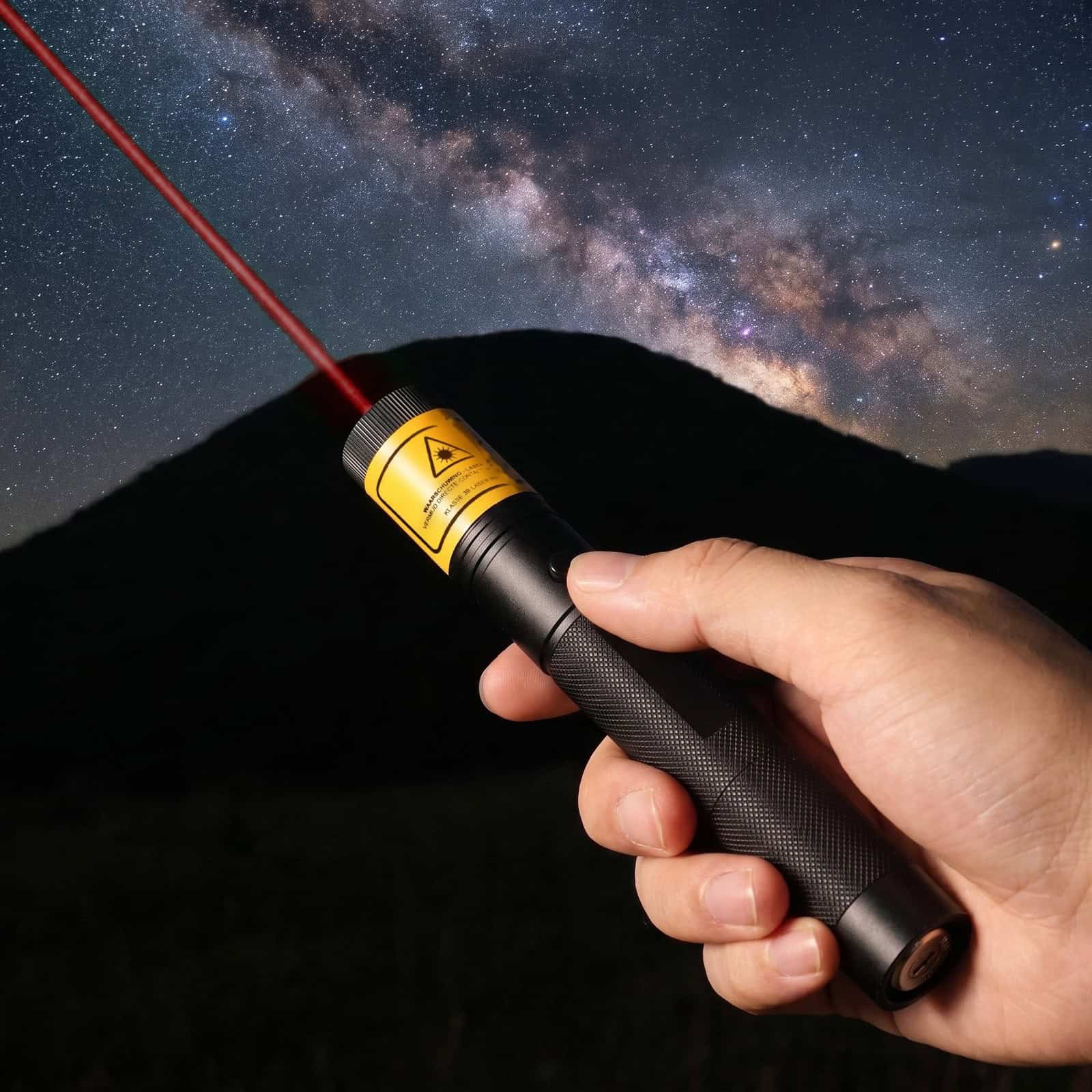 Pointing at stars with the 50 mW red laser pointer