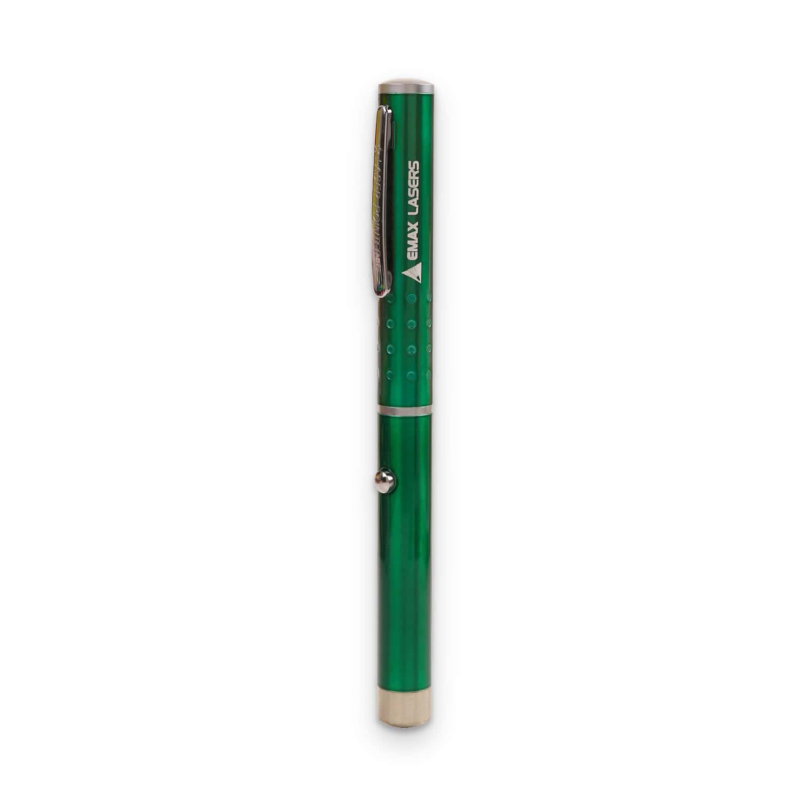 Green laser pen standing upright, Emax