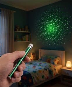 Emax green laser pointer with five caps: little stars in the kids room