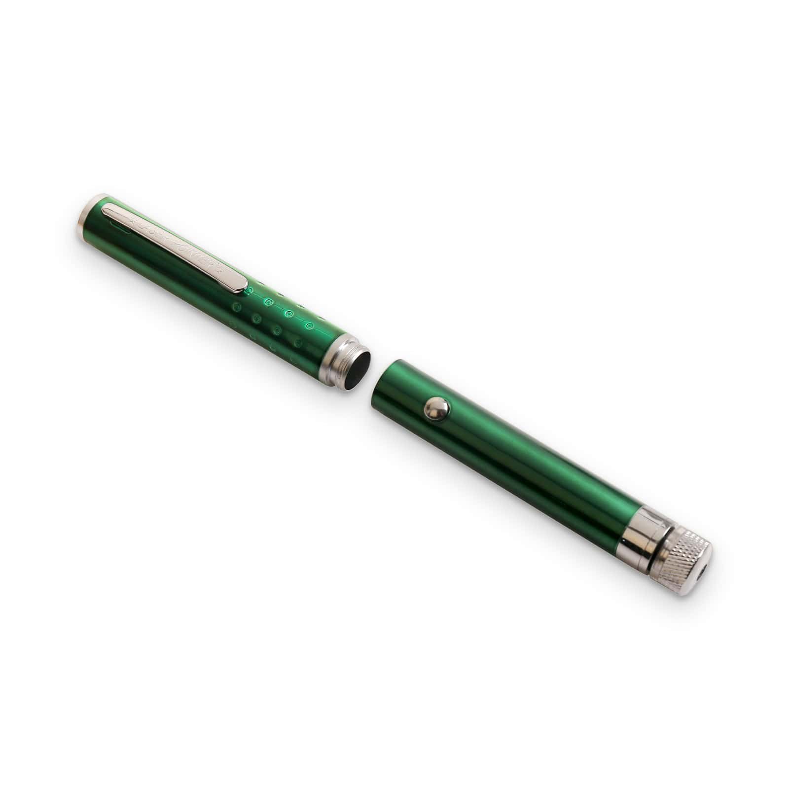 Green laser pointer with pattern caps, unscrewed for the batteries, Emax