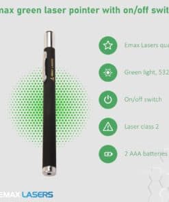 Features of the Emax green laser pointer with on/off switch