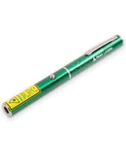 Green line laser pen with clip and yellow laser warning label, Emax