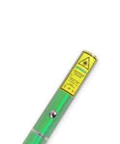 Close-up of the warning label on the green line laser, Emax