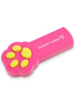 Cat laser pointer in a pink paw shape with yellow pads, Emax