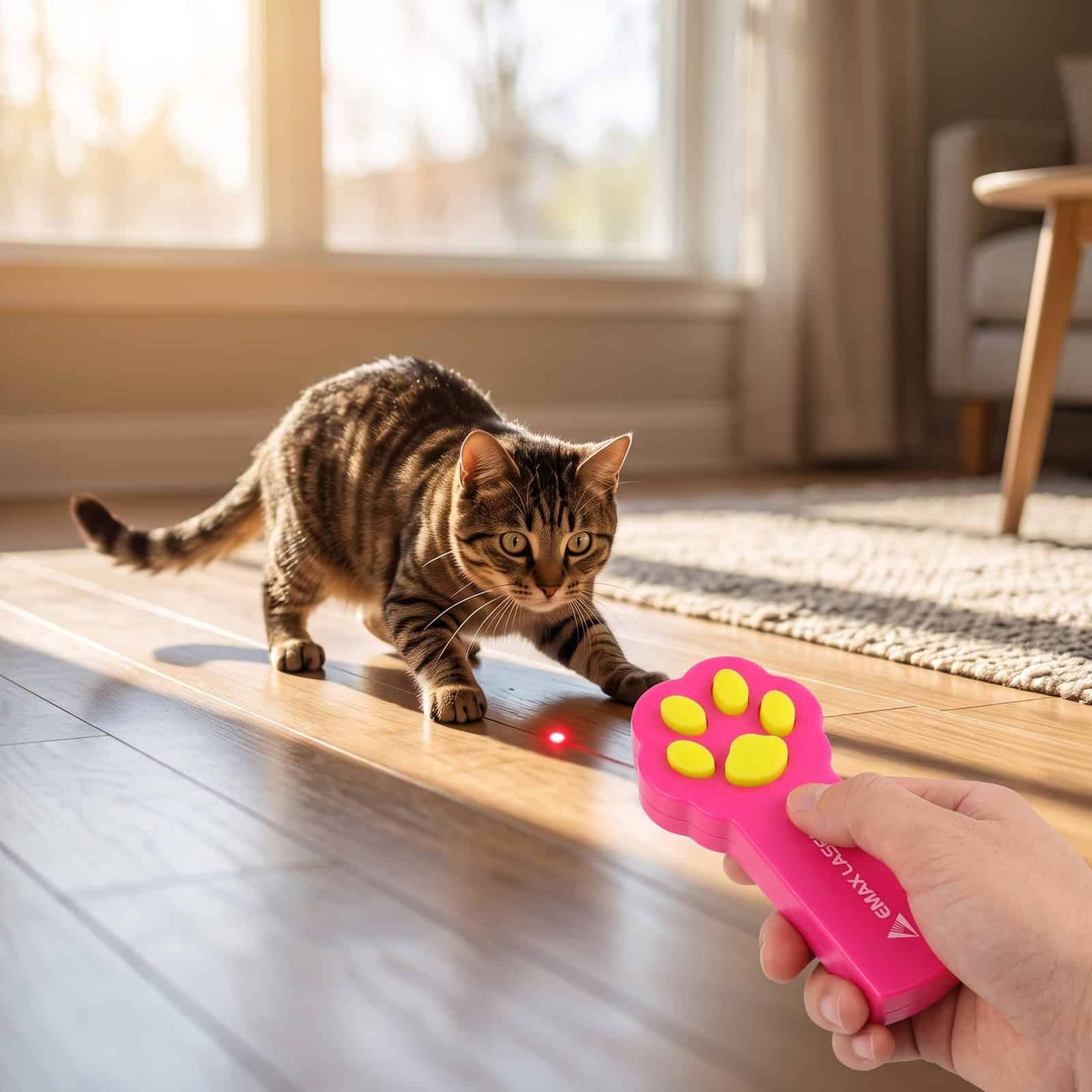 Emax red laser pointer for pets: playing with the cat
