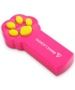 Pink paw-shaped pet laser pointer with Emax Lasers logo