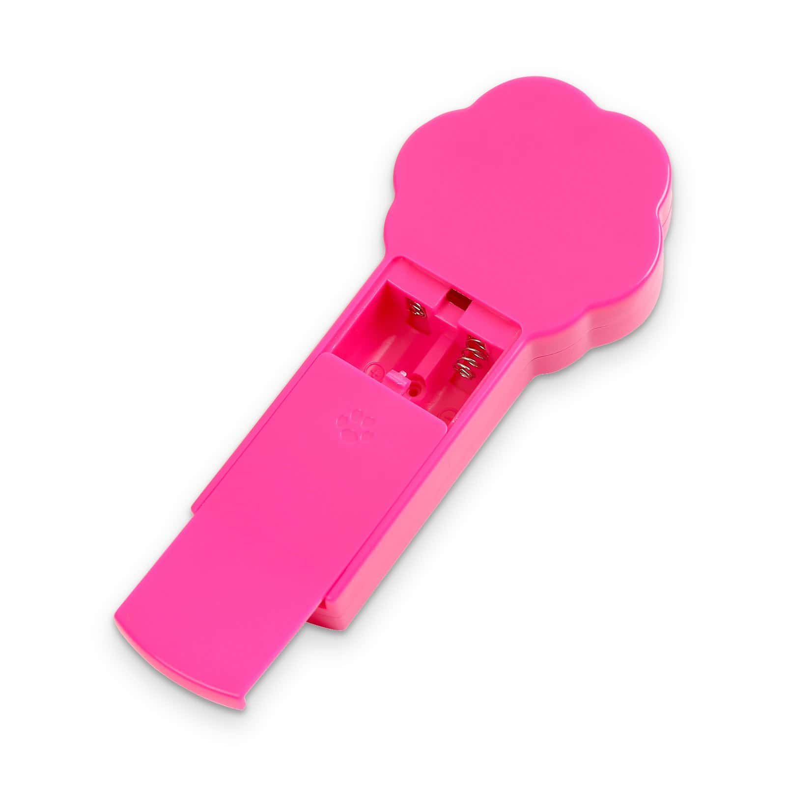 Pet laser pointer with the battery compartment open, Emax