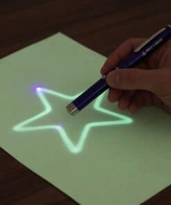 Emax purple laser pointer: drawing with light on glow-in-the-dark paper