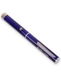 Purple laser pointer pen showing the clip and Emax Lasers logo