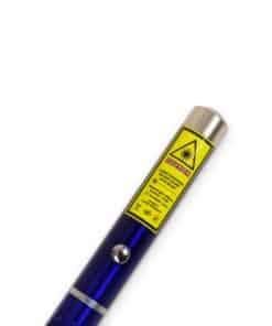 Close-up of the warning label on the purple laser pointer, Emax