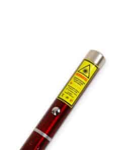 Close-up of the warning label on the red laser pointer, Emax