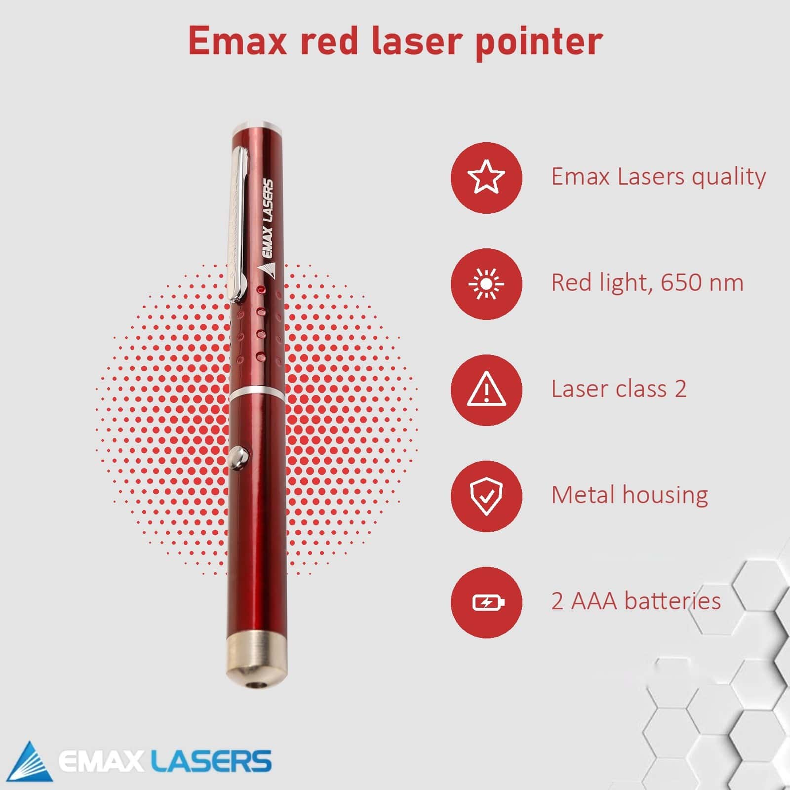Features of the Emax red laser pointer
