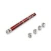 Red laser pointer with five pattern caps next to the pen, Emax
