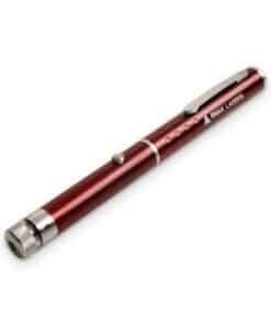 Red laser pen with a pattern cap on the tip and Emax Lasers logo