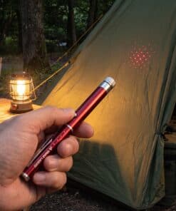 Emax red laser pointer with five caps: patterns on the tent while camping